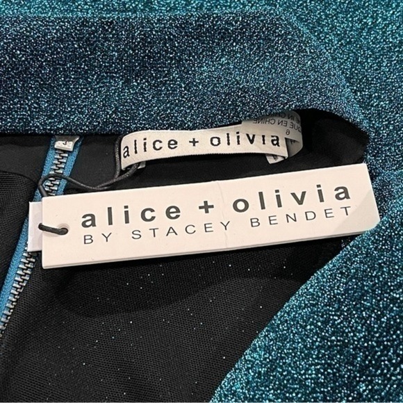 Alice + Olivia Dress Size 6 Inka Turquoise Lined Cut Out Sparkly Festival NEW - Picture 6 of 13